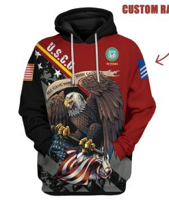 Gearhuman 3D United States Coast Guard Veteran Red Custom Rank Tshirt Hoodie Apparel GVC261020 3D Apparel 