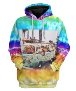 Gearhuman 3D Vintage Surf Van Hippie Custom Hoodie Apparel GW31087 3D Custom Fleece Hoodies Hoodie S 