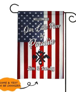 Gearhuman 3D Welcome To Our Little Piece Of Paradise Custom Name Custom Text Flag GW0807215 House Flag House Flag S