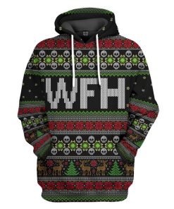 Gearhuman 3D WFH Work From Home Ugly Christmas Sweater Custom Tshirt Hoodie Apparel GV23107 3D Apparel Hoodie S 