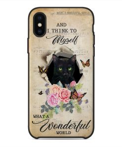 Gearhuman 3D What A Wonderful World Black Cat Custom Phonecase GB28014 Glass Phone Case Iphone X
