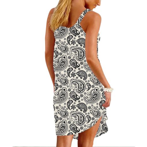Gearhuman 3D White Paisley Bandana Sleeveless Beach Dress ZK1606217 Beach Dress