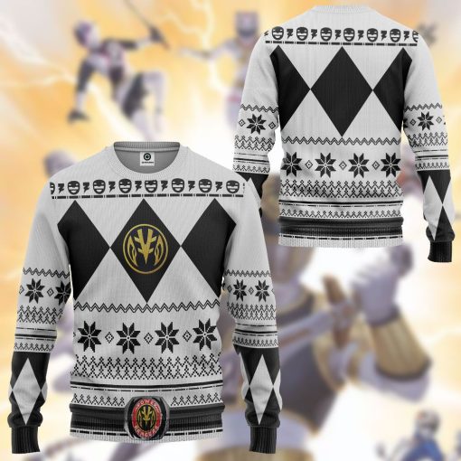 Gearhuman 3D White Power Ranger Custom Tshirt Hoodie Apparel CW29109 3D Apparel