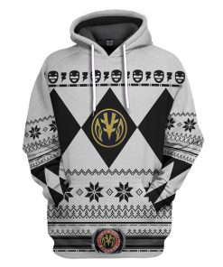 Gearhuman 3D White Power Ranger Custom Tshirt Hoodie Apparel CW29109 3D Apparel Hoodie S