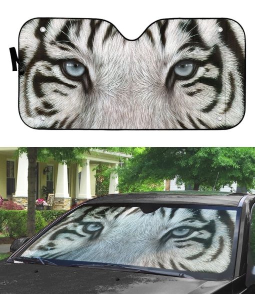 Gearhuman 3D White Tiger Eyes Car Sunshade ZK3006212 Auto Sunshade
