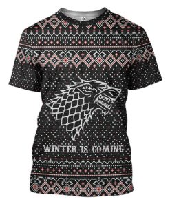 Gearhuman 3D Winter Is Coming Ugly Sweater Custom Tshirt Apparel GC081015 3D T-shirt T-Shirt S 