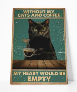 Gearhuman 3D Without My Black Cat And Coffee Custom Canvas GB29018 Canvas 1 Piece Non Frame M