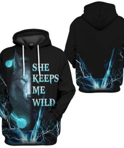 Gearhuman 3D Wolf Blue She Keep Me Wild Custom Tshirt Hoodie Apparel GK18013 3D Apparel 