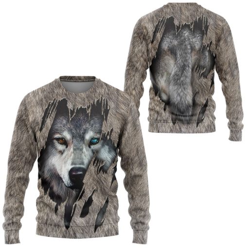 Gearhuman 3D Wolf Fleece Tshirt Hoodie Apparel ZZ08072133 3D Apparel