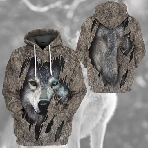 Gearhuman 3D Wolf Fleece Tshirt Hoodie Apparel ZZ08072133 3D Apparel