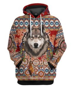 Gearhuman 3D Wolf Native American Tshirt Hoodie Apparel GB03033 3D Apparel Hoodie S