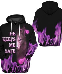 Gearhuman 3D Wolf Pink He Keep Me Safe Custom Tshirt Hoodie Apparel GK18012 3D Apparel 