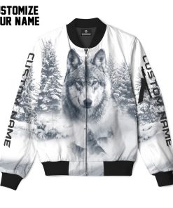 Gearhuman 3D Wolf Snow Custom Name Bomber GB03035 Bomber Jacket Bomber S