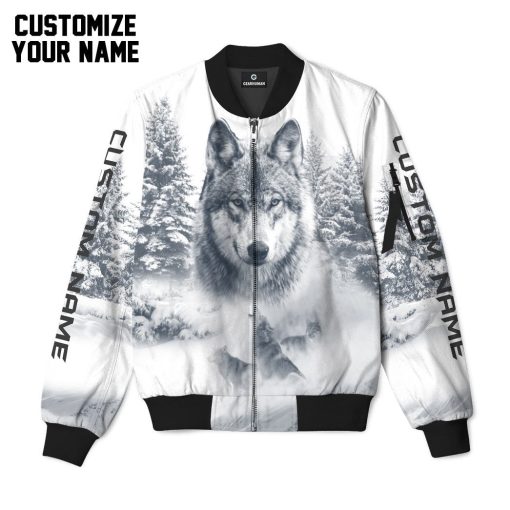 Gearhuman 3D Wolf Snow Custom Name Bomber GB03035 Bomber Jacket Bomber S