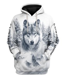 Gearhuman 3D Wolf Snow Custom Name Tshirt Hoodie Apparel GB180214 3D Apparel Hoodie S