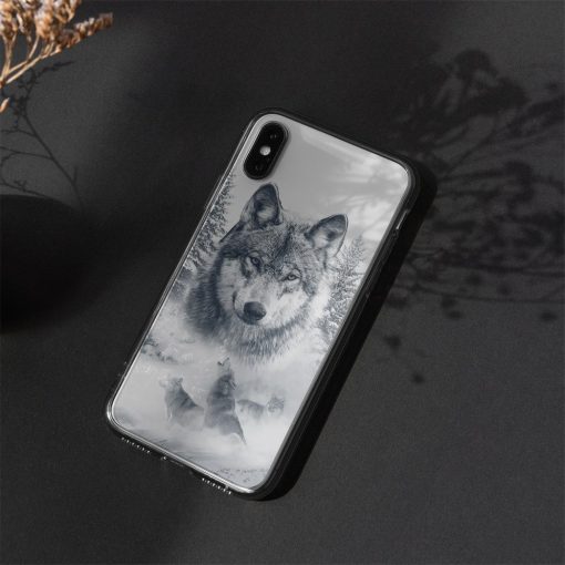 Gearhuman 3D Wolf Snow Phonecase GB11032 Glass Phone Case