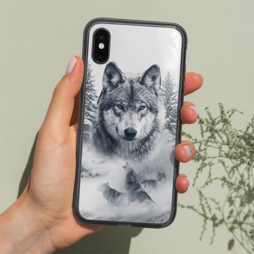 Gearhuman 3D Wolf Snow Phonecase GB11032 Glass Phone Case