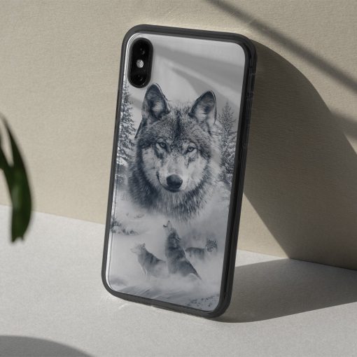 Gearhuman 3D Wolf Snow Phonecase GB11032 Glass Phone Case
