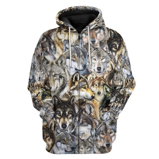 Gearhuman 3D Wolf Tshirt Hoodie Apparel GB24024 3D Apparel Zip Hoodie S