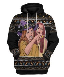 Gearhuman 3D Woman Yelling At A Cat Ugly Sweater Halloween Custom Hoodie Apparel GC14091 3D Custom Fleece Hoodies Hoodie S