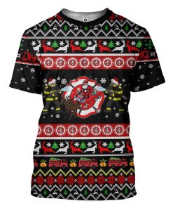 Gearhuman 3D Xmas Firefighter Ugly Christmas Sweater Custom Tshirt Apparel GV071011 3D T-shirt T-Shirt S 