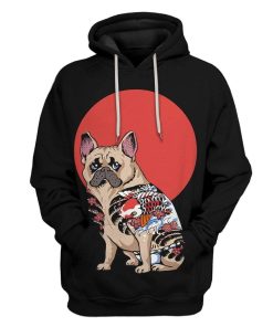 Gearhuman 3D Yakuza French Bull Dog Custom Hoodie Apparel GN17083 3D Custom Fleece Hoodies Hoodie S 