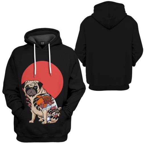 Gearhuman 3D Yakuza Pug Custom Hoodie Apparel GN17082 3D Custom Fleece Hoodies