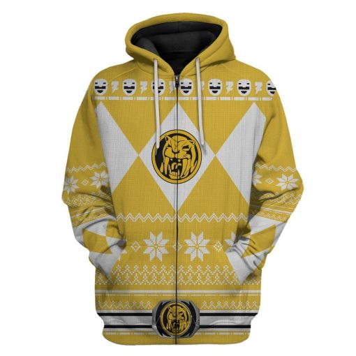 Gearhuman 3D Yellow Power Ranger Custom Tshirt Hoodie Apparel CW291010 3D Apparel Zip Hoodie S