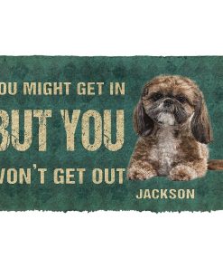 Gearhuman 3D You Might Get In But You Wont Get Out Shih Tzu Dog Doormat GV280126 Doormat Doormat S(15,8''x23,6'')