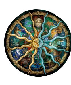 Gearhumans 3D 12 Astrology Zodiac Signs Custom Round Beach Towel GS30062117 Round Beach Towel Round Beach Towel FS 