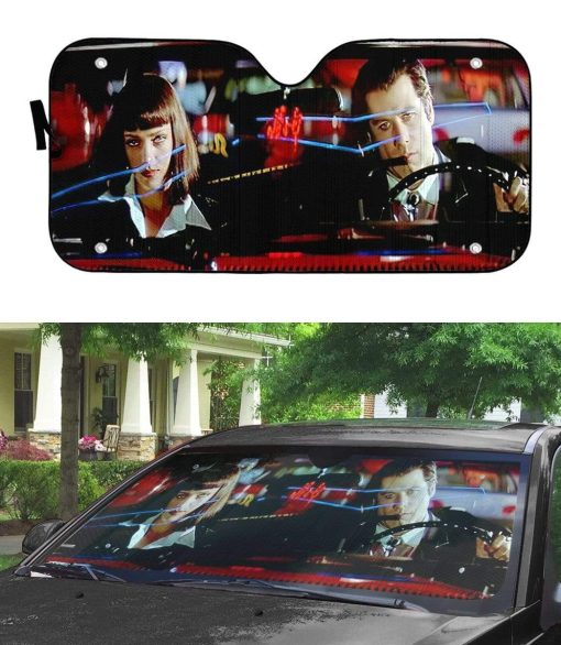 Gearhumans 3D A Date With Vincent Vega Pulp Fiction Custom Auto Car SunShade 5 gearhumans 3D A Date With Vincent Vega Pulp Fiction Custom Auto Car SunShade GN300716 Auto Sunshade