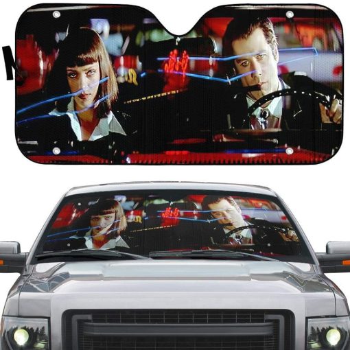 Gearhumans 3D A Date With Vincent Vega Pulp Fiction Custom Auto Car SunShade 4 gearhumans 3D A Date With Vincent Vega Pulp Fiction Custom Auto Car SunShade GN300716 Auto Sunshade