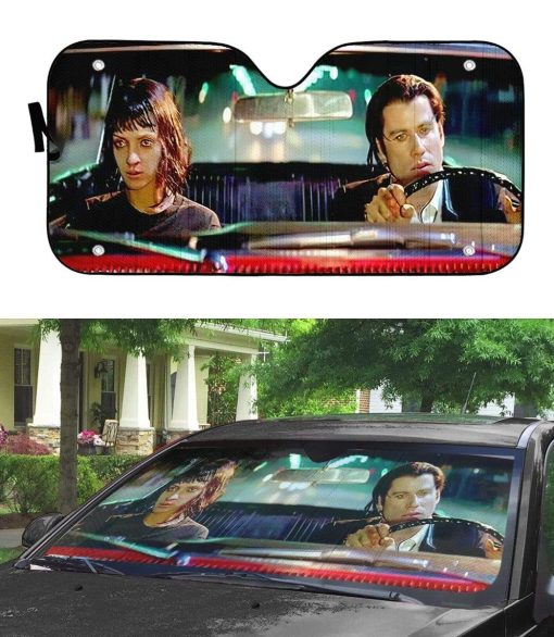 Gearhumans 3D A Date With Vincent Vega Pulp Fiction Custom Auto Car SunShade 4 gearhumans 3D A Date With Vincent Vega Pulp Fiction Custom Auto Car SunShade GN300717 Auto Sunshade