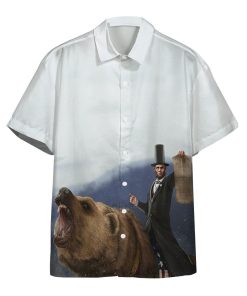 Gearhumans 3D Abe Lincoln Riding a Grizzly Bear Custom Short Sleeve Shirt GW3006214 Hawai Shirt Hawai Shirt S 