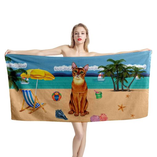 Gearhumans 3D Abyssinian Cat Custom Beach Towel 2 Gearhumans 3D Abyssinian Cat Custom Beach Towel GW1105215 Towel