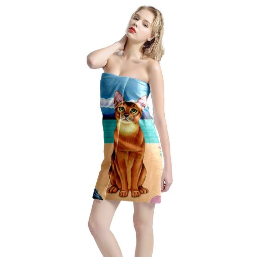Gearhumans 3D Abyssinian Cat Custom Beach Towel 4 Gearhumans 3D Abyssinian Cat Custom Beach Towel GW1105215 Towel