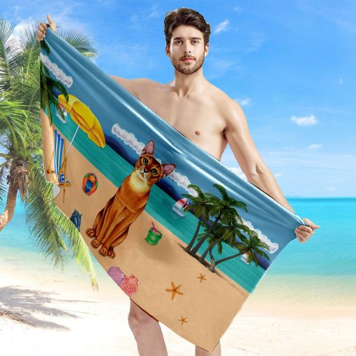 Gearhumans 3D Abyssinian Cat Custom Beach Towel 6 Gearhumans 3D Abyssinian Cat Custom Beach Towel GW1105215 Towel