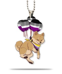 Gearhumans 3D ACE Pride Shiba Inu Fly With Balloons Custom Car Hanging GS25052119 Car Hanging Car Hanging/1 Pack 