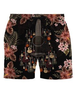 Gearhumans 3D Acoustic Guitar Hawaii Custom Beach Shorts Swim Trunks GS14052127 Men Shorts Men Shorts S 