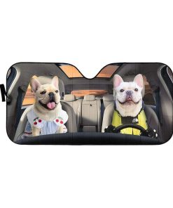 gearhumans 3D Adorable Bulldog Couple Custom Car Auto Sunshade GV120619 Auto Sunshade 57''x27.5'' 