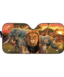 Gearhumans 3D African Animals Custom Auto Car Sunshade GO06052121 Auto Sunshade 57''x27.5'' 