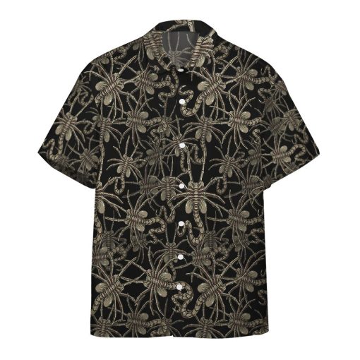 Gearhumans 3D Alien Face Hugger Hawaii Shirt ZB180312 Hawai Shirt Short Sleeve Shirt S