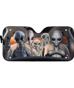 gearhumans 3D Alien Family Custom Car Auto Sunshade GW18084 Auto Sunshade 57''x27.5'' 