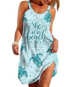 Gearhumans 3D All She Does Is Beach Beach Beach Custom Beach Dress GO04062111 Beach Dress Beach Dress S 