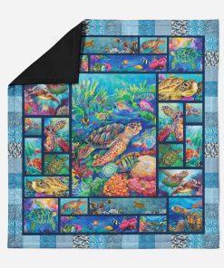 Gearhumans 3D Amazing Great Turtle Ocean Life Custom Quilt Blanket GW0507217 Quilt Quilt Twins 
