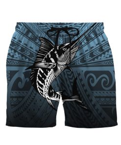 Gearhumans 3D Amazing Polynesian Go Fishing Marlin Custom Beach Short GS0507212 Men Shorts Men Shorts S 