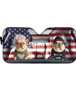 gearhumans 3D America Couple Bulldogs Custom Car Auto Sunshade GL11061 Auto Sunshade 57''x27.5'' 