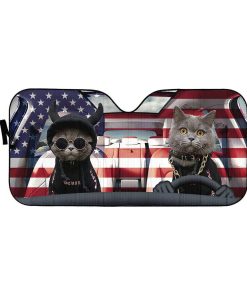 gearhumans 3D America Hoodie Chartreux Cats Custom Car Auto Sunshade GL11062 Auto Sunshade 57''x27.5'' 