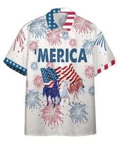 Gearhumans 3D America Independence Day Horses Custom Short Sleeve Shirt GW230610 Hawai Shirt Hawai Shirt S 