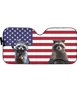 gearhumans 3D America Raccoon Independence Day Custom Car Auto Sunshade GL11063 Auto Sunshade 57''x27.5'' 